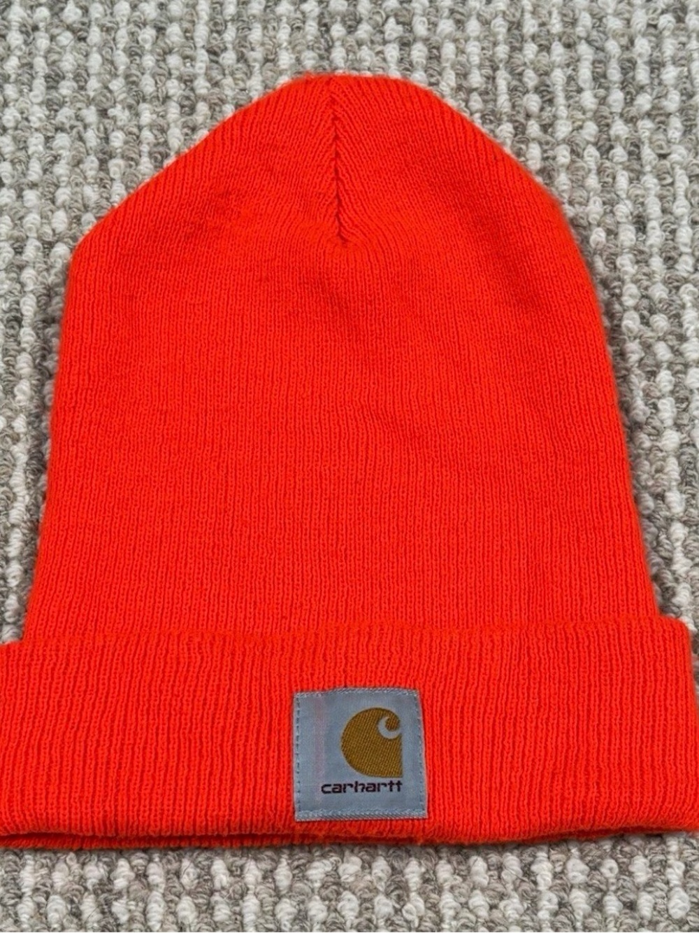 Carhartt Orange Solid Knit Watch Cap Beanie Hat One Size Mens Winter Fall